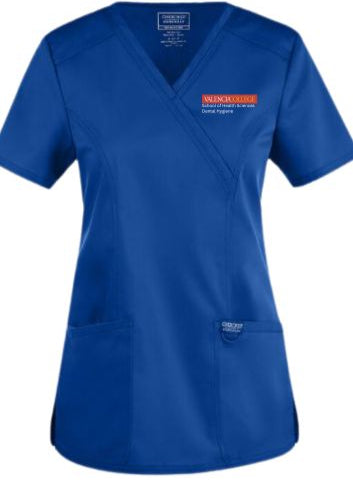 Female Valencia College Senior Radiography Program Royal Blue Scrub Top