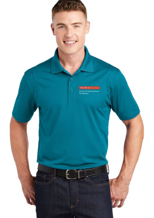 Male Valencia College Sonography Program Teal Blue Polo