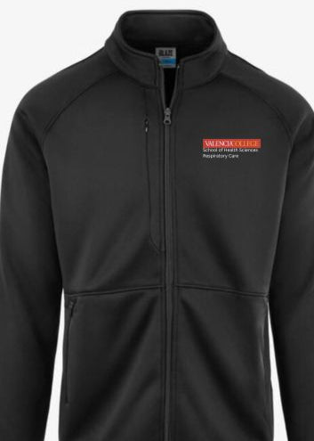 Male Valencia College Respiratory Care Black Fleece Jacket