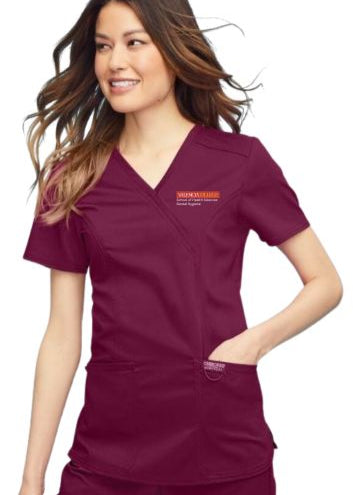 Female Valencia College Junior Radiography Program Wine Scrub Top