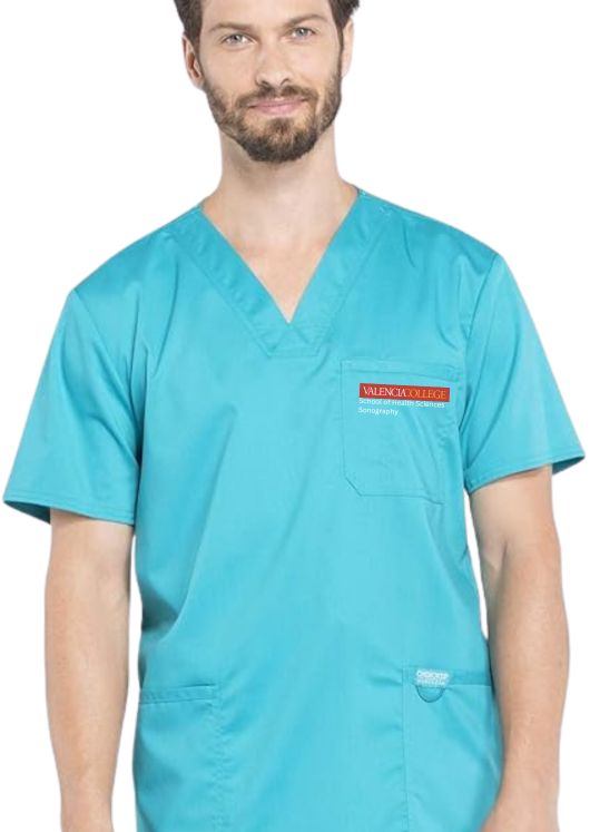 Male Valencia College Sonography Royal Blue Scrub Top First Year