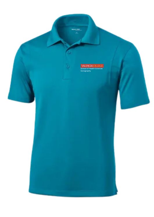 Male Valencia College Sonography Program Teal Blue Polo